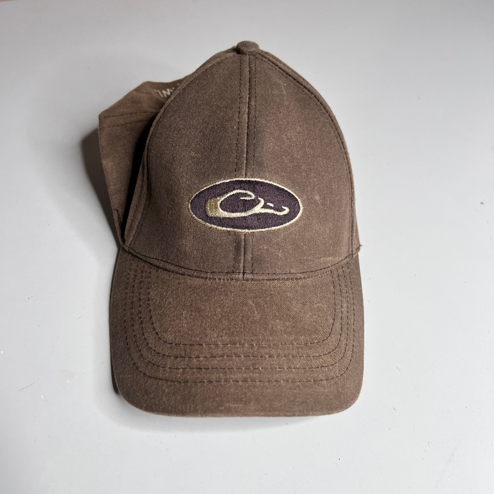 Drake Waterfowl Mens Brown Adjustable Waxed Canvas Style Logo Ball‎ Cap Hat
